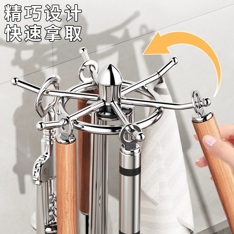 旋转锅铲架台面家用厨房置物架桌面挂勺子铲子支架汤勺厨具收纳架