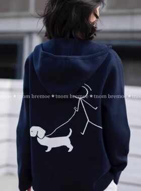 [TNOM BREMOE]男士人牵狗连帽针织衫拉链外套男装毛衣休闲百搭