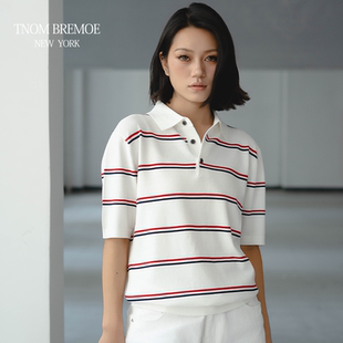 T恤情侣款 2025TB新款 条纹短袖 夏 翻领高质量polo衫 TNOM BREMOE