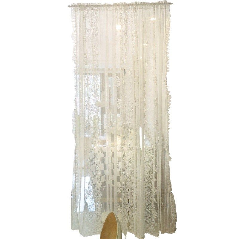 #卧室少女蕾丝隔断遮光帘挂w帘屏风免打孔安装窗帘纱帘隔断客厅柜