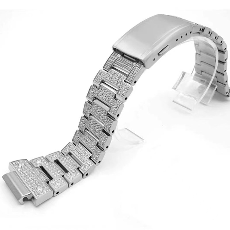 适用于小方块5h600 5610第5代金属改装配件316L精钢锻造表带与表