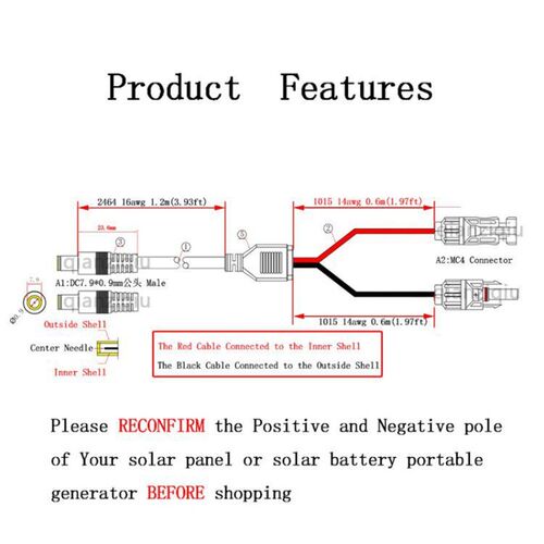 MC4 to DC7.9mmkSolar Panel Connector Adapter CableMC4转DC8.0