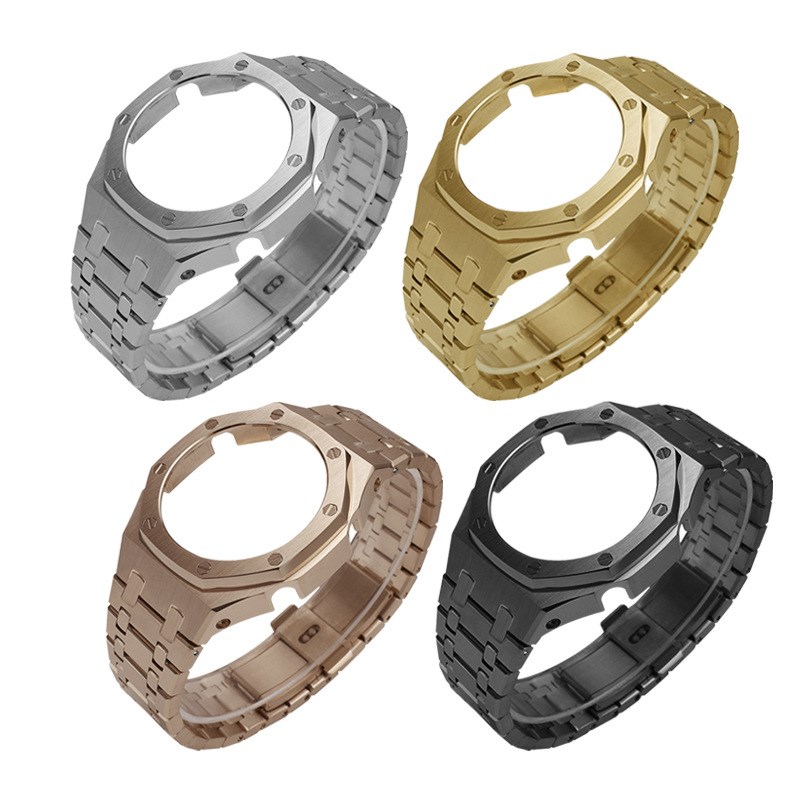 GA-2100 GMA-S21r00 GM-2100农家橡树改装AP不锈钢表壳钢表带胶带