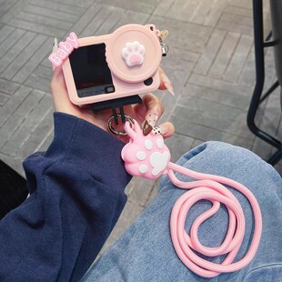 可爱猫爪适用action6/5pro/4/3运动相机保护套硅胶壳配件挂绳防摔