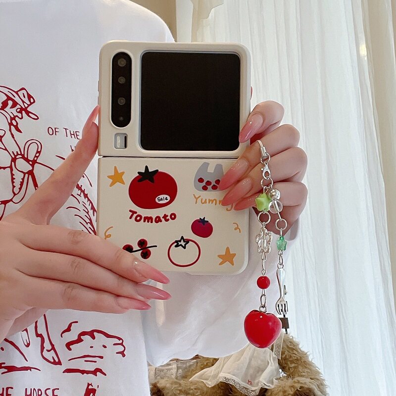 网红番茄袋子华为Pura x折叠屏手机壳Pocket2小米mixflip 2挂件三星zflip7个性OPPOFindN3Flip肤感荣耀vivo女