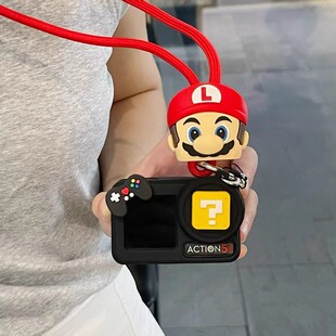 新款马里奥适用大疆Action6/5pro/4/3运动相机镜头保护套硅胶挂绳