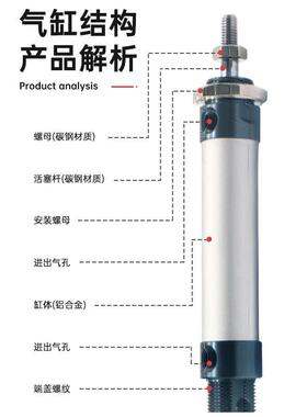 小型气动迷你铝合金微型汽缸MAL32*25/50/75/100/125150175200250