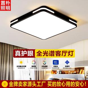 主卧室灯房间智能控制方形灯具北欧风 铁艺LED吸顶客厅灯2024新款