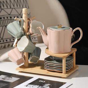轻奢陶瓷花茶具水具多人家用客厅水壶水杯茶杯咖啡杯茶壶 周厝法式