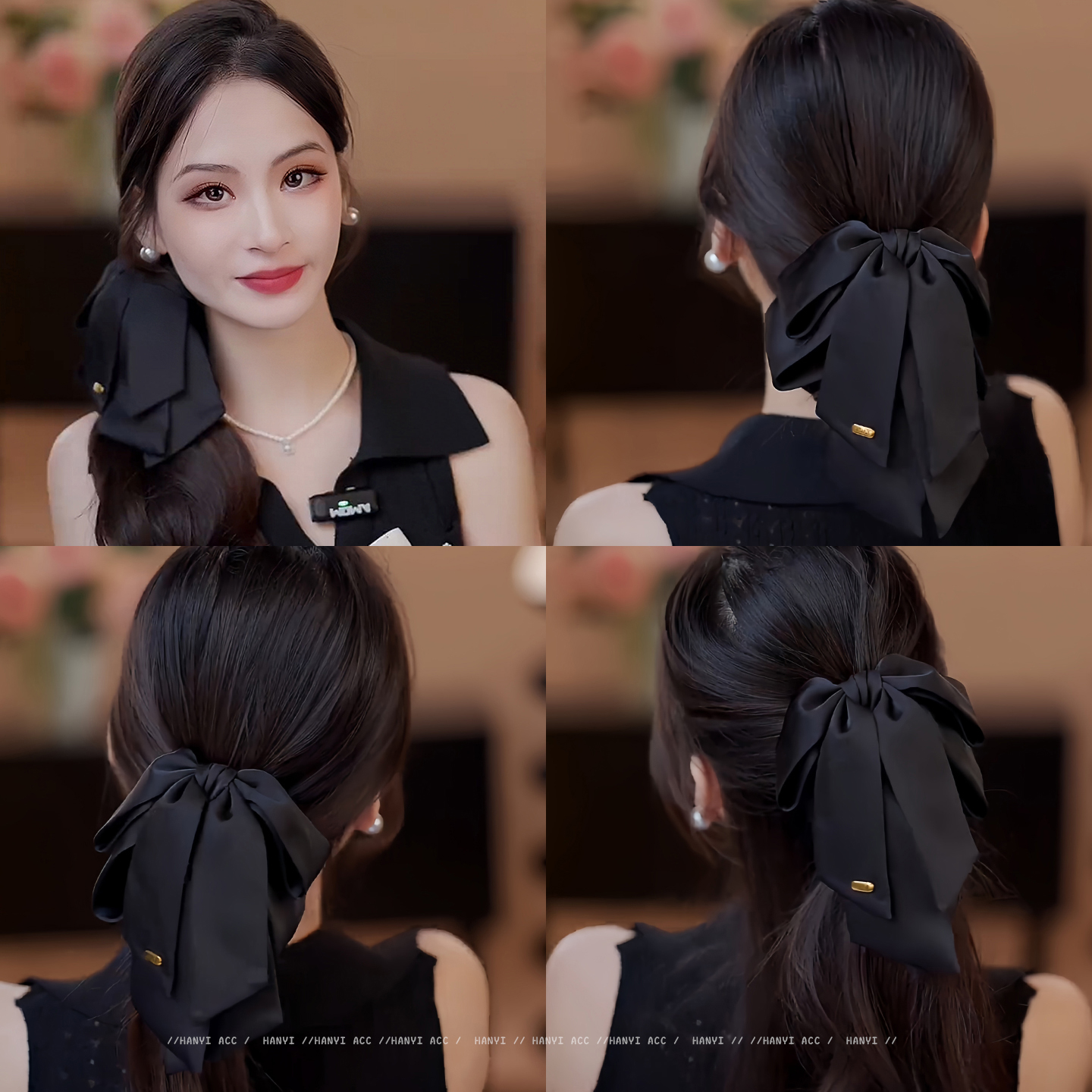 法式缎面蝴蝶结抓夹头饰高级感后脑勺低马尾夹半扎头发发夹女头饰