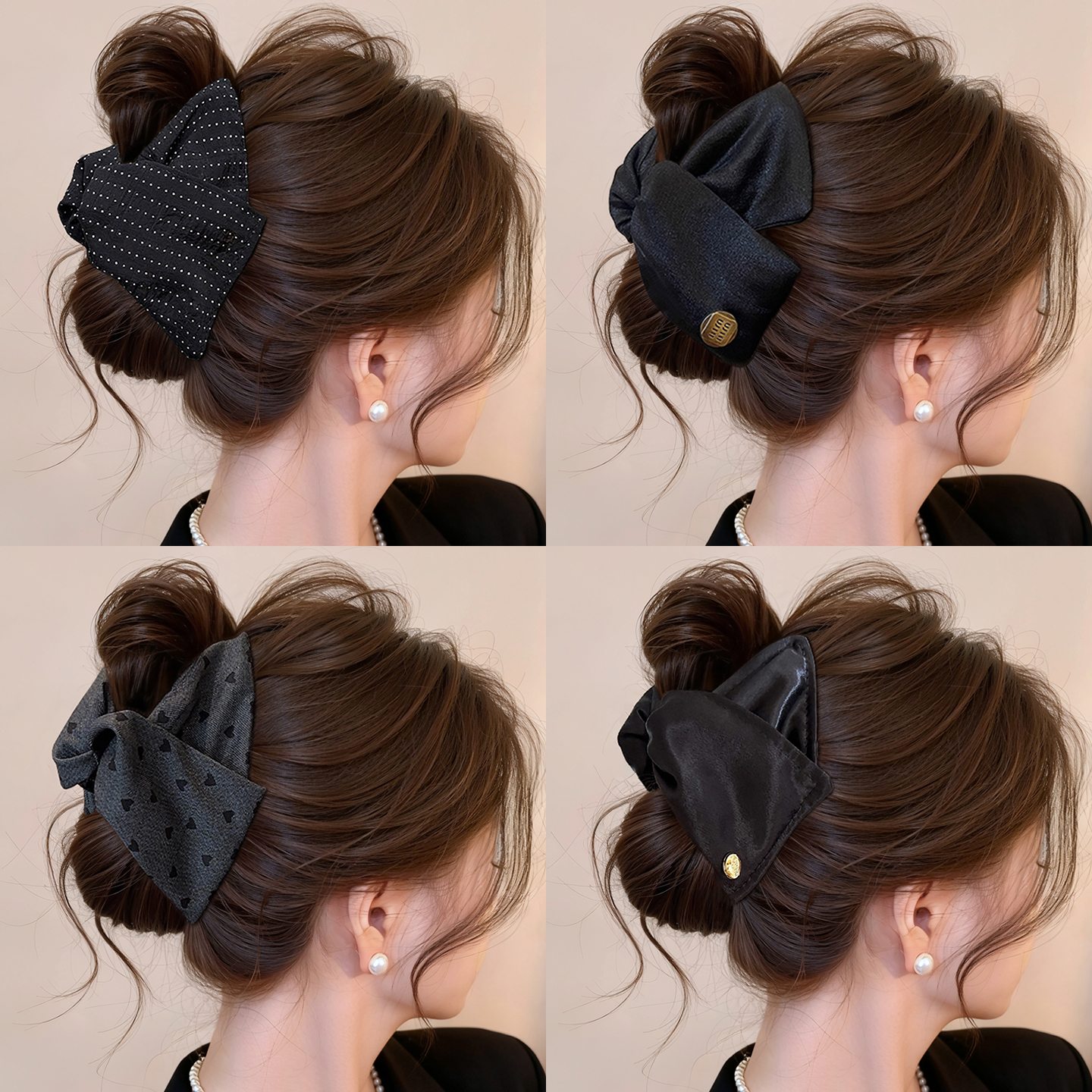 黑色三角抓夹饱满后脑勺发夹女2025新款盘发鲨鱼夹大号发量多头饰