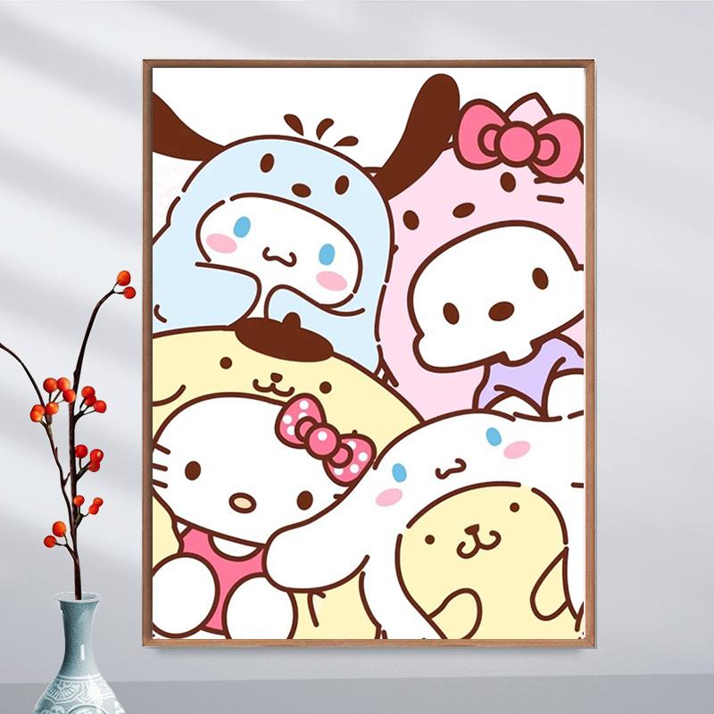 儿童小幅钻石画2024新款5d点贴钻十字绣简单卡通动物卧室床头满钻