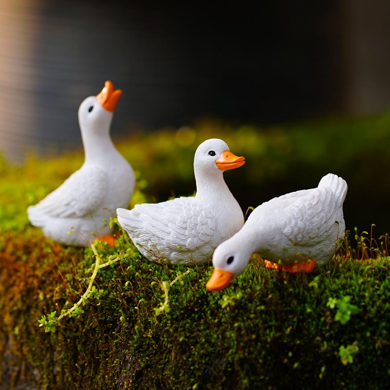 可爱小鸭子古法鱼缸造景花园花盆微景观假山流水鱼池水景装饰摆件