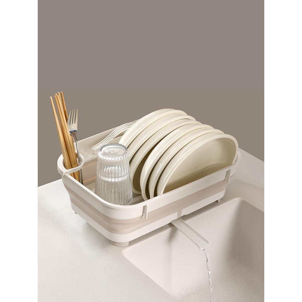 折叠沥水架碗碟架新款2025台面单层筷子水杯滤水收纳篮厨房置物架