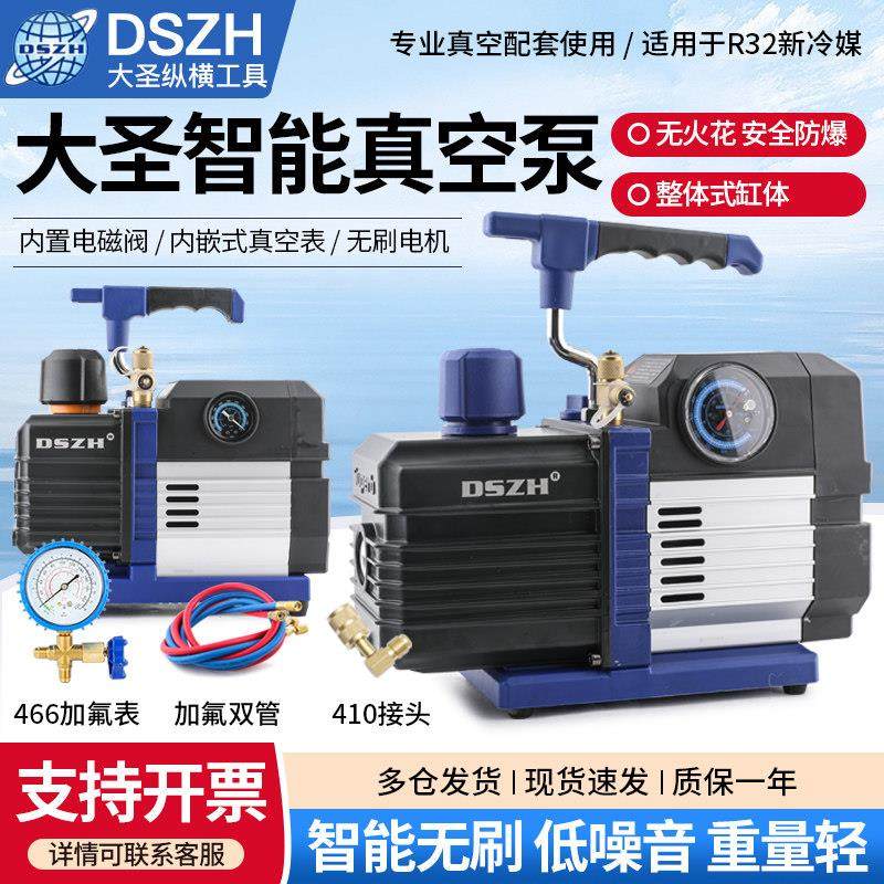 大圣智能数显无刷真空泵2升4升6升机械型R32防爆双级真空机抽气泵