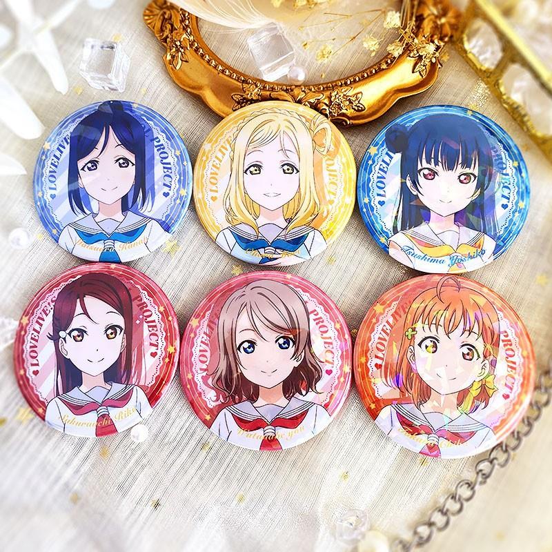 Lovelive水团渡边曜高海千歌周边镭射碎玻璃马口铁日谷底徽章吧唧