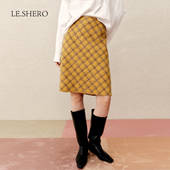 LE.SHERO 胶囊系列 原创设计百搭休闲轻复古花格a字短半身裙