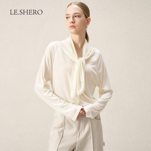 显瘦气质上衣 T恤女春秋季 LE.SHERO原创设计时尚 披肩绑带长袖