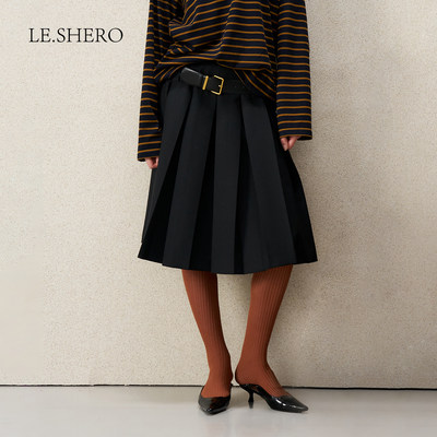 洋气简约低腰百褶半身裙