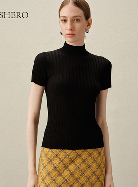 LE.SHERO【赵露思同款】修身弹性高领毛针织上衣