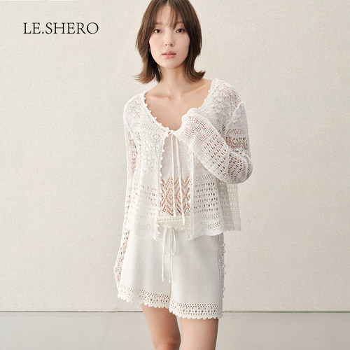 LE.SHERO镂空菱格提花三件套