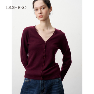 内搭可外穿 上衣女秋冬百搭毛针织衫 LE.SHERO显瘦时尚 V领针织开衫