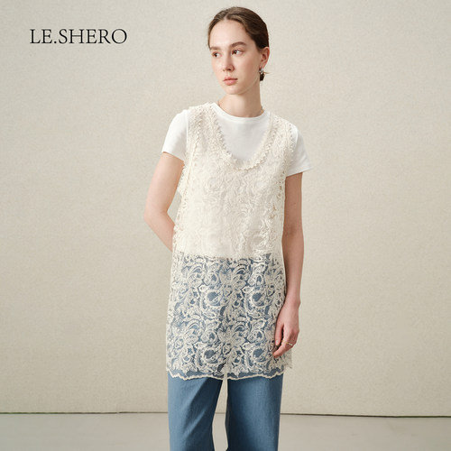LE.SHERO优雅刺绣蕾丝连衣裙