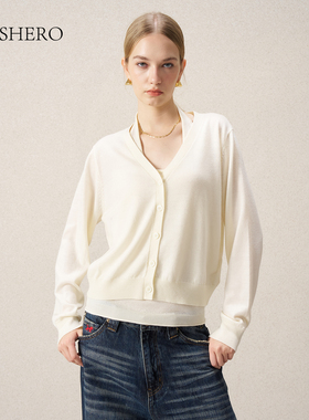 LE.SHERO原创设计休闲羊毛针织上衣挂脖背心开衫两件套慵懒风毛衣