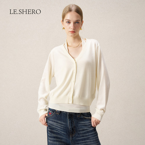 le.Shero挂脖背心开衫开衫套装