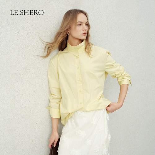 LE.SHERO休闲立领排扣长衬衫