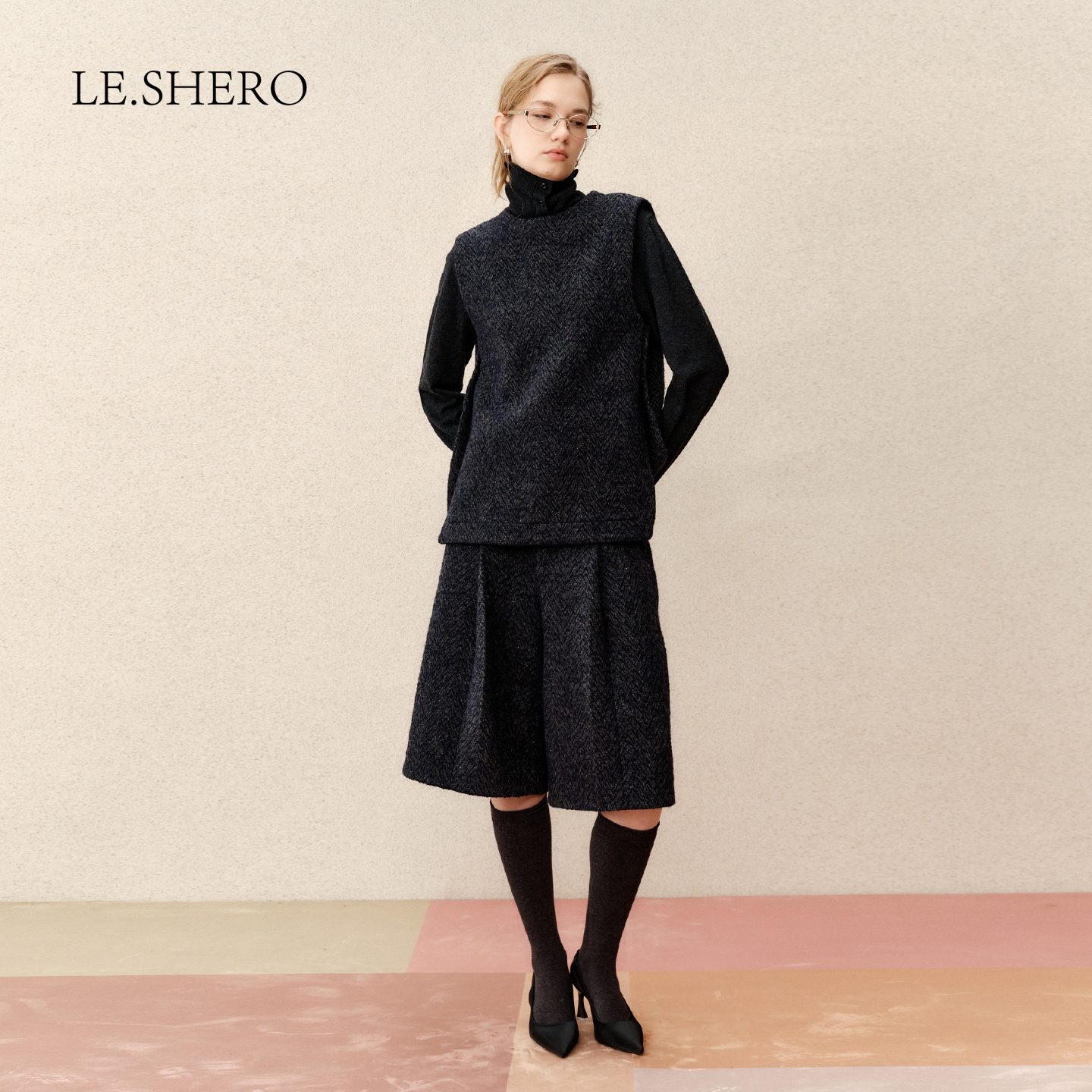 LE.SHERO原创人字纹羊毛两件套装