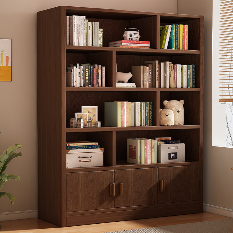 实木书柜学生家用儿童书架落地置物架多层客厅新款储物柜一体靠墙,住宅家具,书架,淘宝优惠券,粉丝福利购,淘宝优惠卷