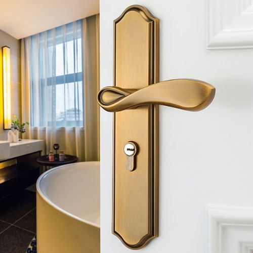 黑色室内门d锁通用型静音青古铜黄古铜执手锁卧室门把手木门锁具