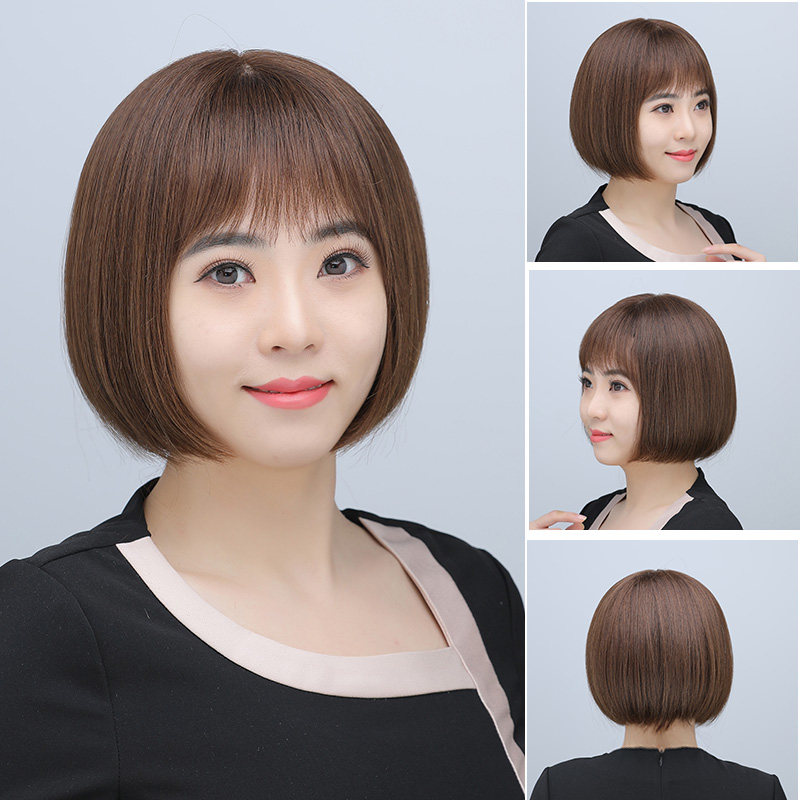 假发真发全真人发全头套r女短发中老年女士假发套自然妈妈化疗光