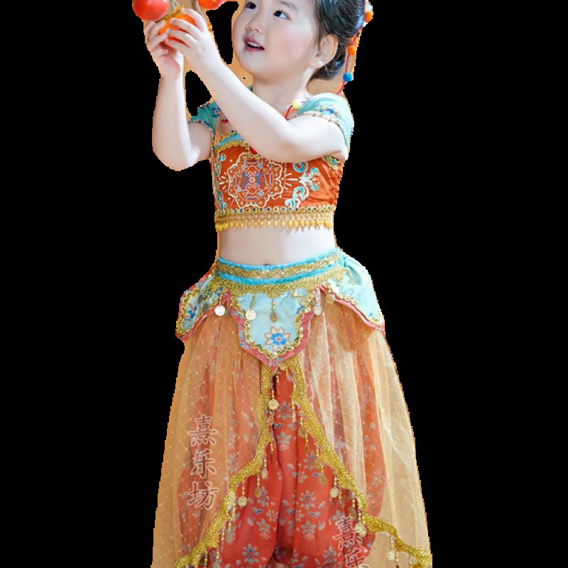 六一敦煌飞天汉服儿童o演出服女超仙民族西域风情天竺公主反弹琵