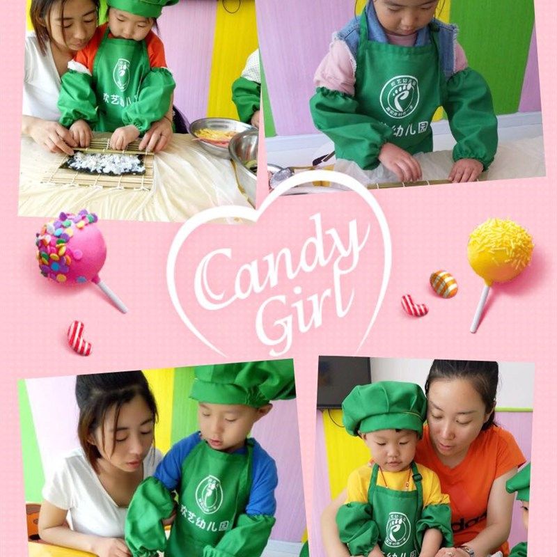 儿童小厨师表演服装 幼儿园diyB围裙套装职业工作服小朋友厨师衣