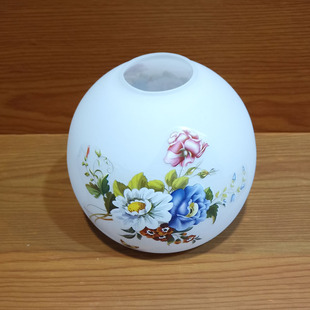 磨砂玻璃灯罩圆形圆球上q下双开口E27灯口餐厅灯台灯吊灯贴花图案