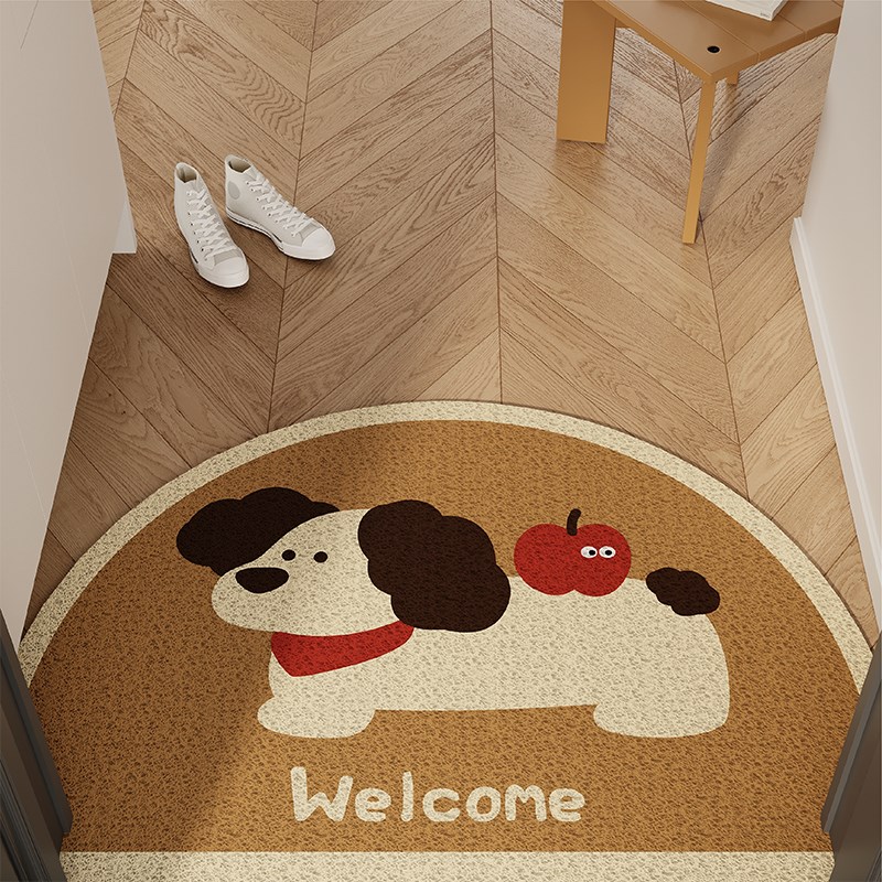 韩式小狗半圆形入户地垫丝圈防滑脚垫地毯进门垫子玄关Z门口可裁
