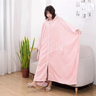 加厚春夏季披肩毯午睡毯法兰绒空调D毯斗篷懒人披风打坐多功能毛