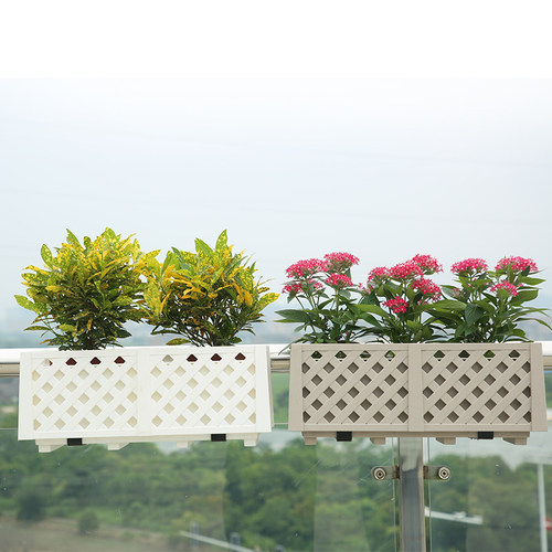 长方形挂花盆阳台栏杆悬挂式带架子网格花箱庭院花园X布置种菜神