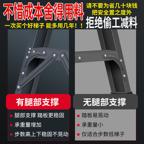 梯子家用折叠人字型铝合金双侧楼梯D工程加厚网红登高爬梯叉梯步