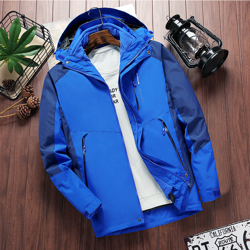 户外冲锋b衣男女三合一两件套冬季加绒加厚衣裤套装可拆卸登山服