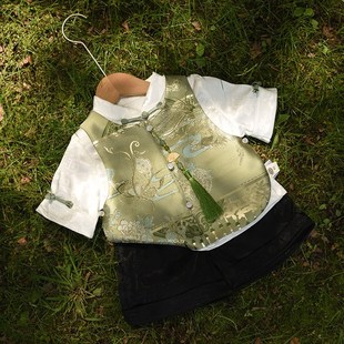 【繁花似锦】宝宝周岁礼服薄款男童唐装汉服中国风U儿童抓周服冠