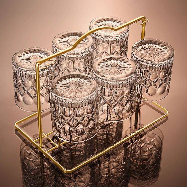 轻奢杯架家用玻璃杯酒具置物架沥水托盘收纳倒挂客厅水杯茶杯架子