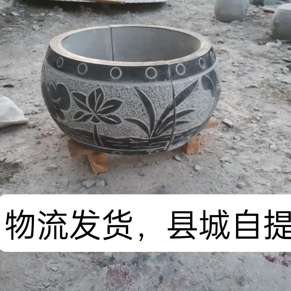 空心柱墩石墩子刻字 石雕柱础石实心青石彷古柱墩石底座可切开