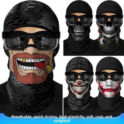 夏季骑行防晒帽头盔衬里帽全面面罩头骨哈雷摩托车头巾弹性冰丝绸