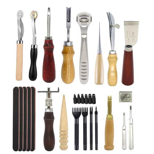 手工皮具工具组 皮革DIY材料包 皮雕打孔菱斩组 新手皮具缝制工具