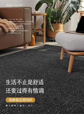 客厅地毯无障碍豪华高端黑色家庭卧室房间凸窗防滑纯色地板垫入口