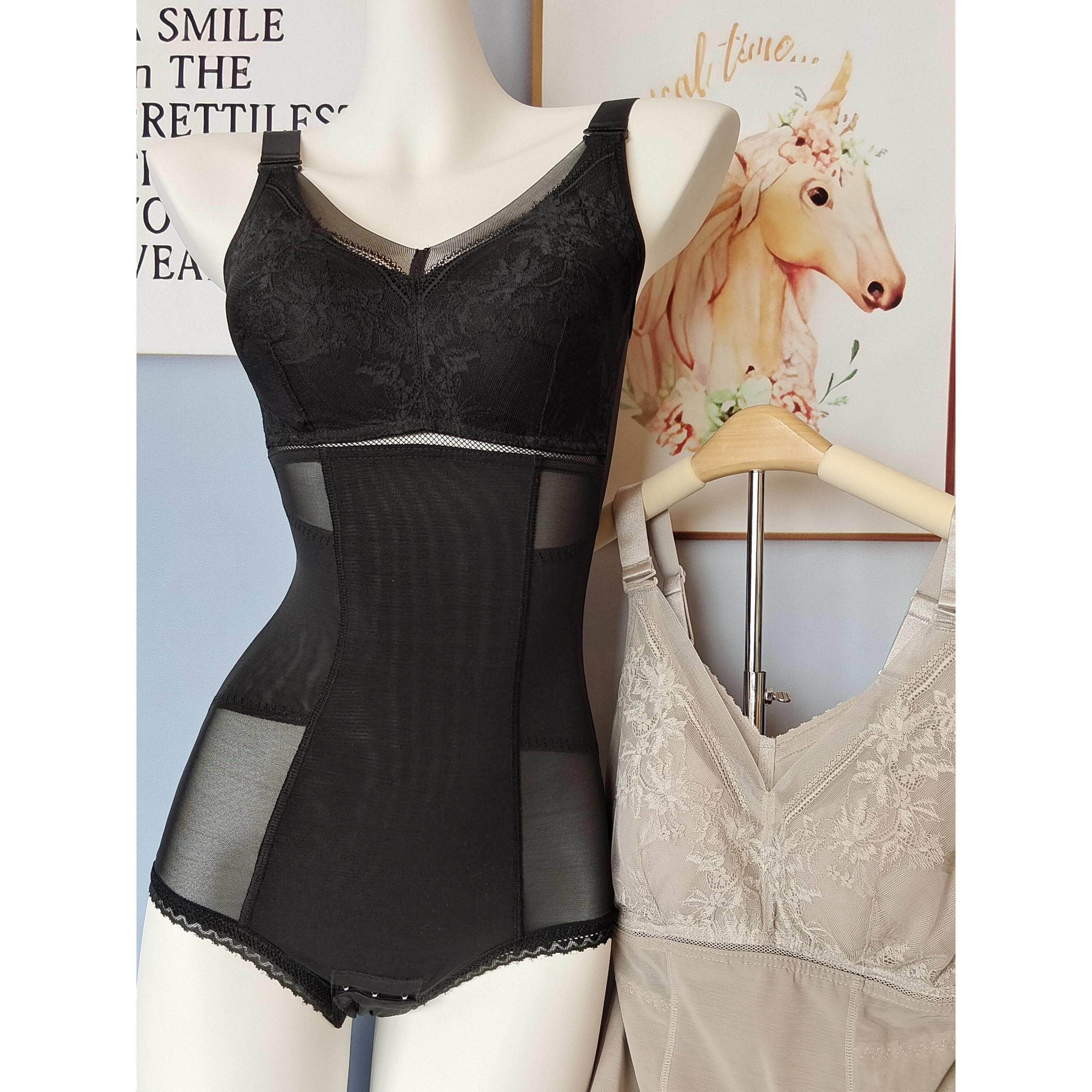 外贸塑身衣大胸显小薄款连体无钢圈托胸聚拢侧收副乳强压收腹提臀