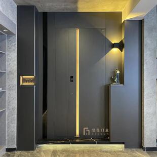 智能入户门一门一景精雕铸铝门别墅大门防盗门子母门进户大门YM